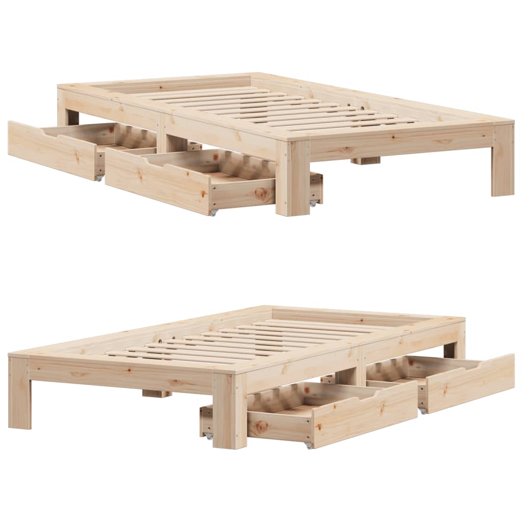 Bedframe zonder matras massief grenenhout 75x190 cm