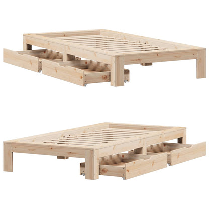 Bedframe zonder matras massief grenenhout 75x190 cm