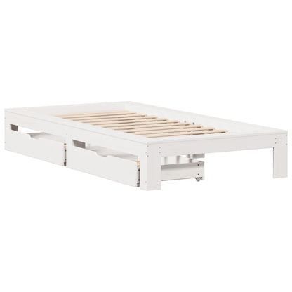 Bedframe zonder matras massief grenenhout wit 75x190 cm