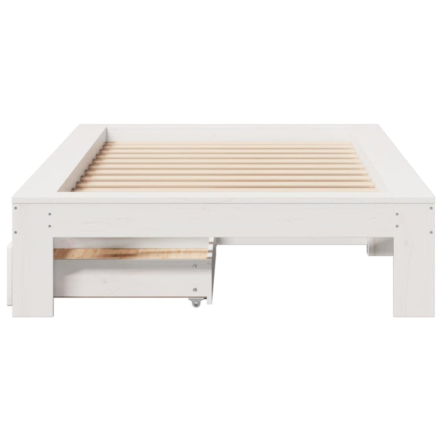 Bedframe zonder matras massief grenenhout wit 75x190 cm