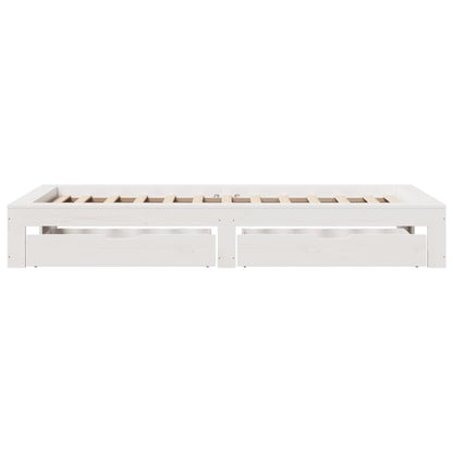 Bedframe zonder matras massief grenenhout wit 75x190 cm