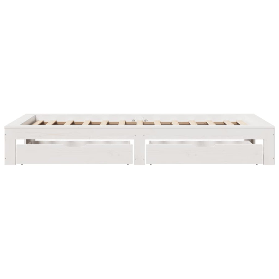 Bedframe zonder matras massief grenenhout wit 75x190 cm