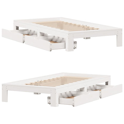 Bedframe zonder matras massief grenenhout wit 75x190 cm
