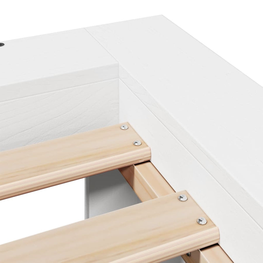 Bedframe zonder matras massief grenenhout wit 75x190 cm