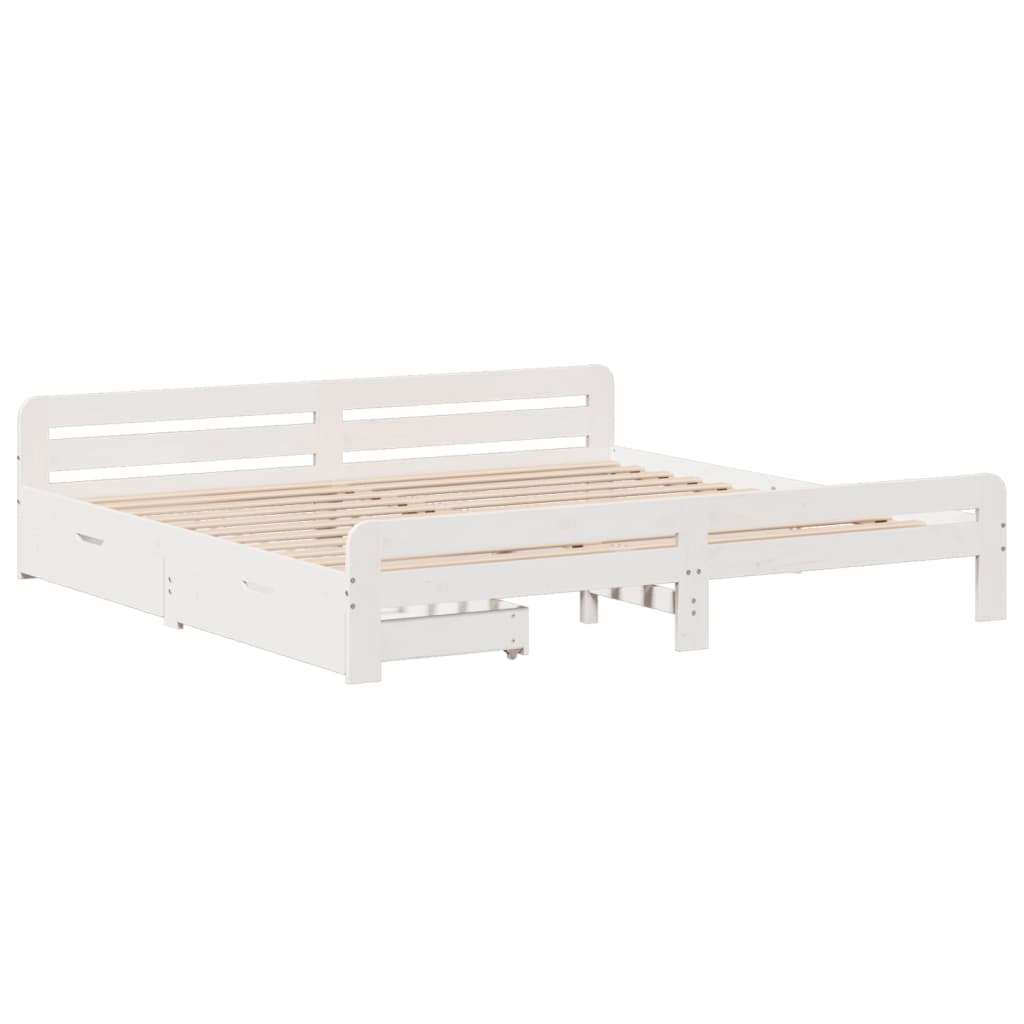 Bedframe zonder matras massief grenenhout wit 200x200 cm