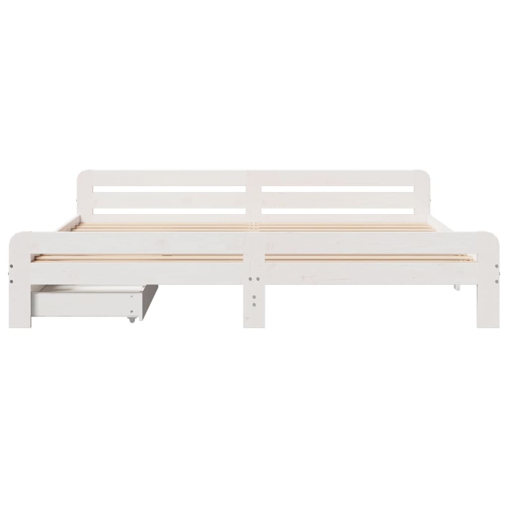 Bedframe zonder matras massief grenenhout wit 200x200 cm