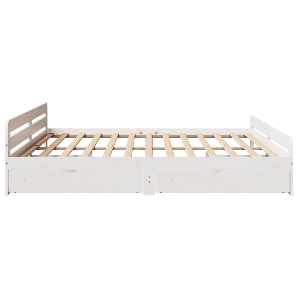 Bedframe zonder matras massief grenenhout wit 200x200 cm