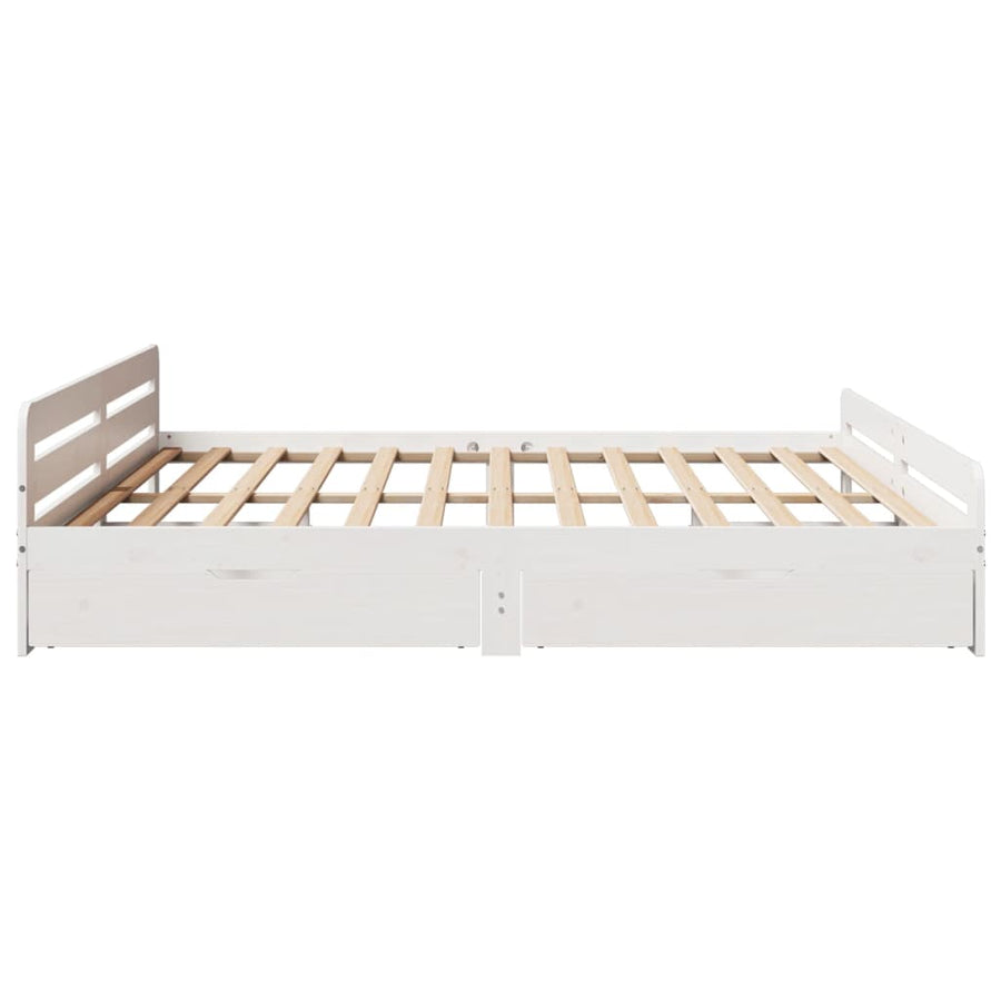 Bedframe zonder matras massief grenenhout wit 200x200 cm