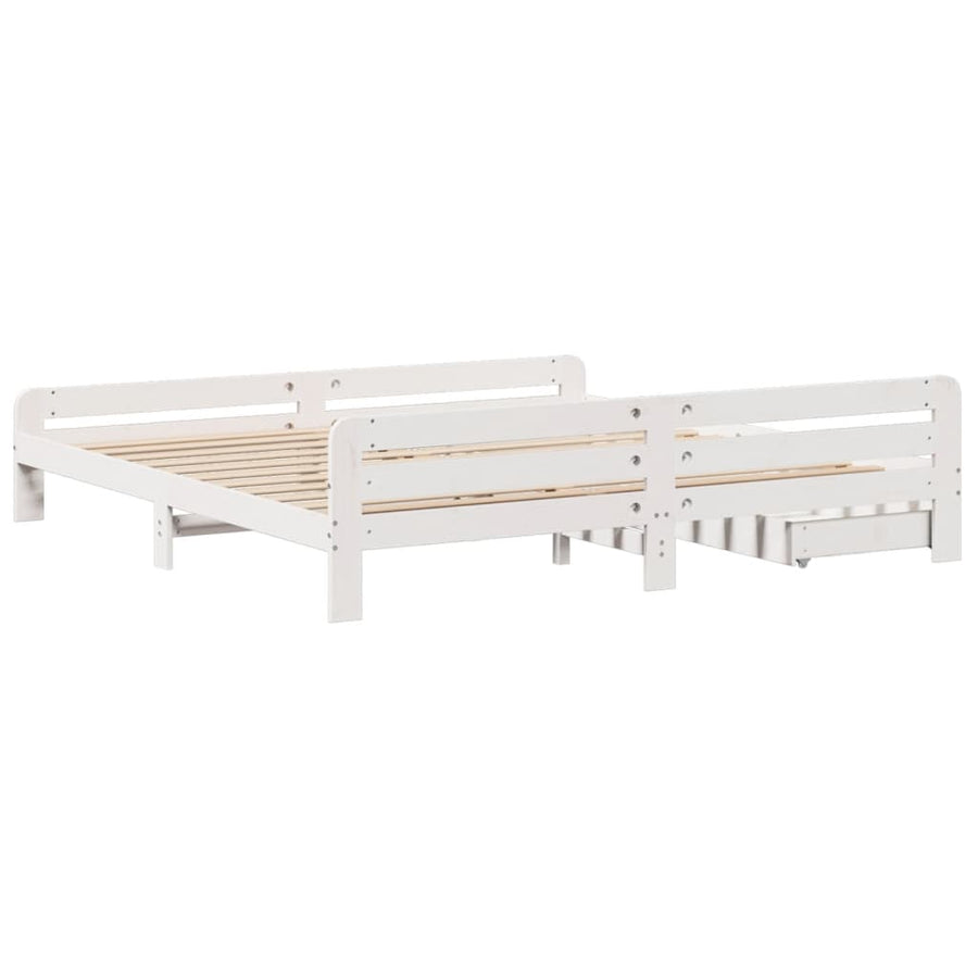 Bedframe zonder matras massief grenenhout wit 200x200 cm