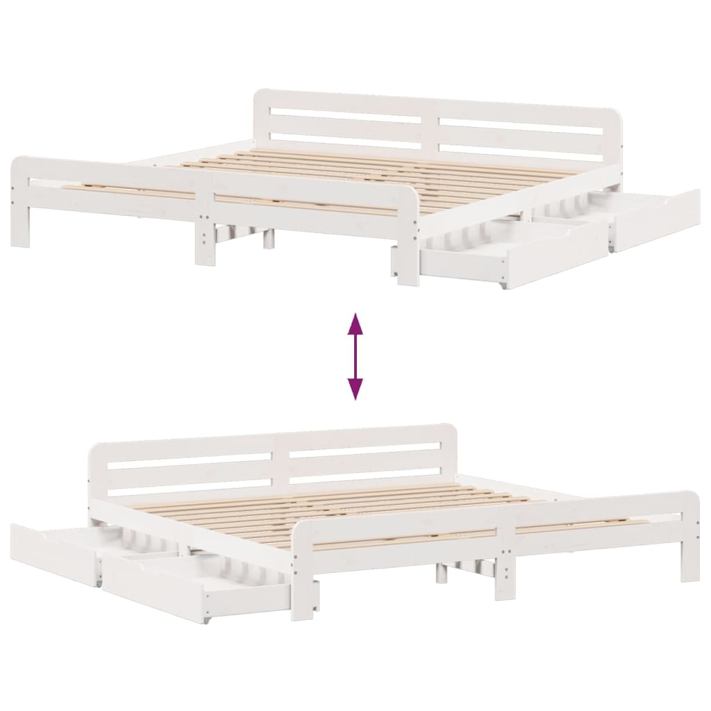 Bedframe zonder matras massief grenenhout wit 200x200 cm