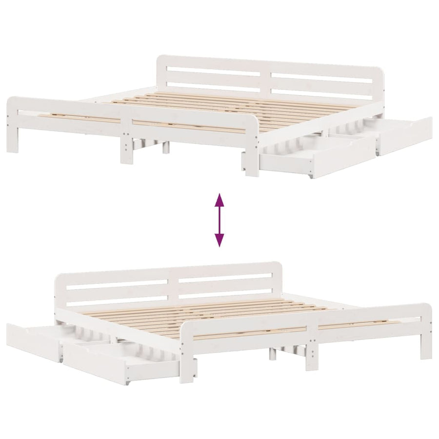 Bedframe zonder matras massief grenenhout wit 200x200 cm