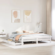 Bedframe massief grenenhout wit 200x200 cm