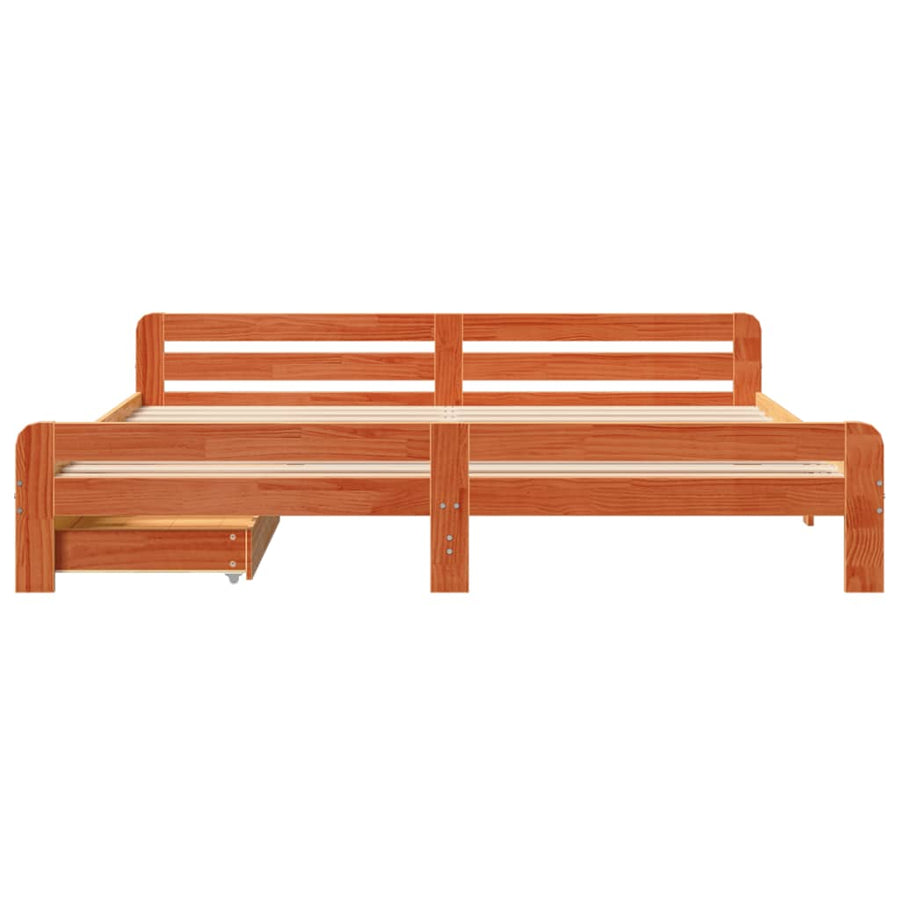 Bedframe zonder matras massief grenenhout wasbruin 200x200 cm