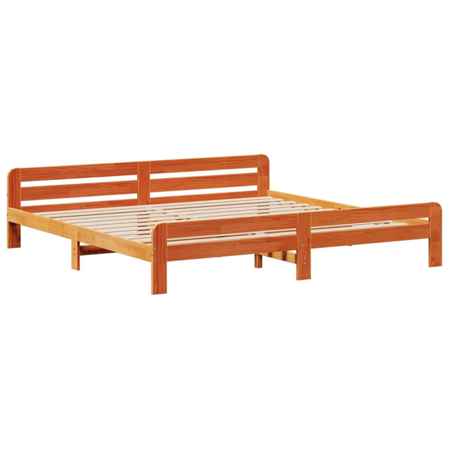 Bedframe zonder matras massief grenenhout wasbruin 200x200 cm