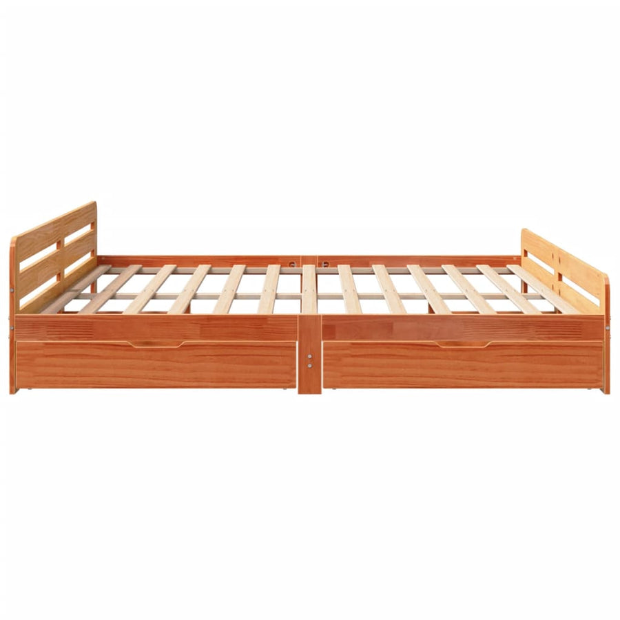 Bedframe zonder matras massief grenenhout wasbruin 200x200 cm