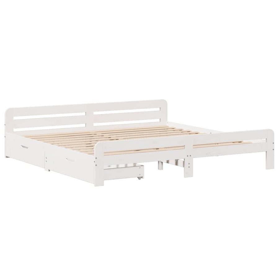 Bedframe zonder matras massief grenenhout wit 180x200 cm