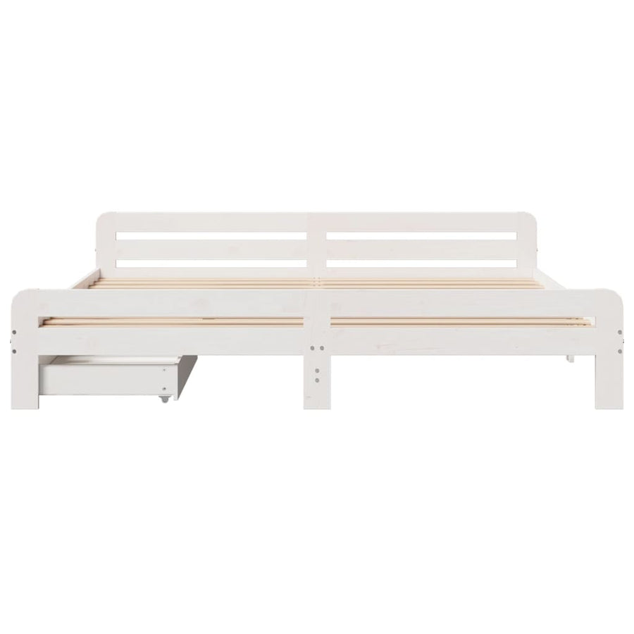 Bedframe zonder matras massief grenenhout wit 180x200 cm