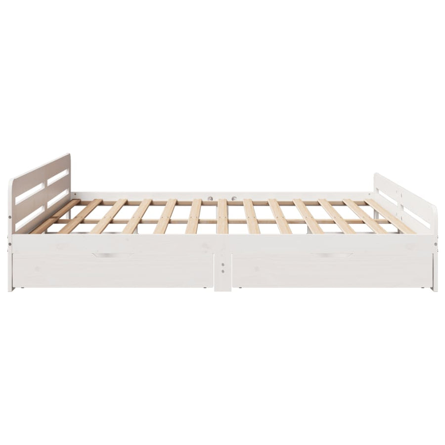 Bedframe zonder matras massief grenenhout wit 180x200 cm