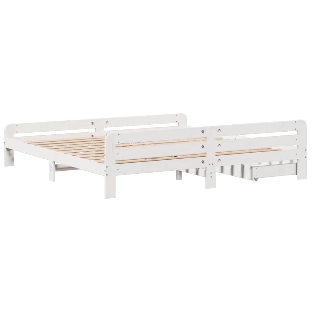 Bedframe zonder matras massief grenenhout wit 180x200 cm