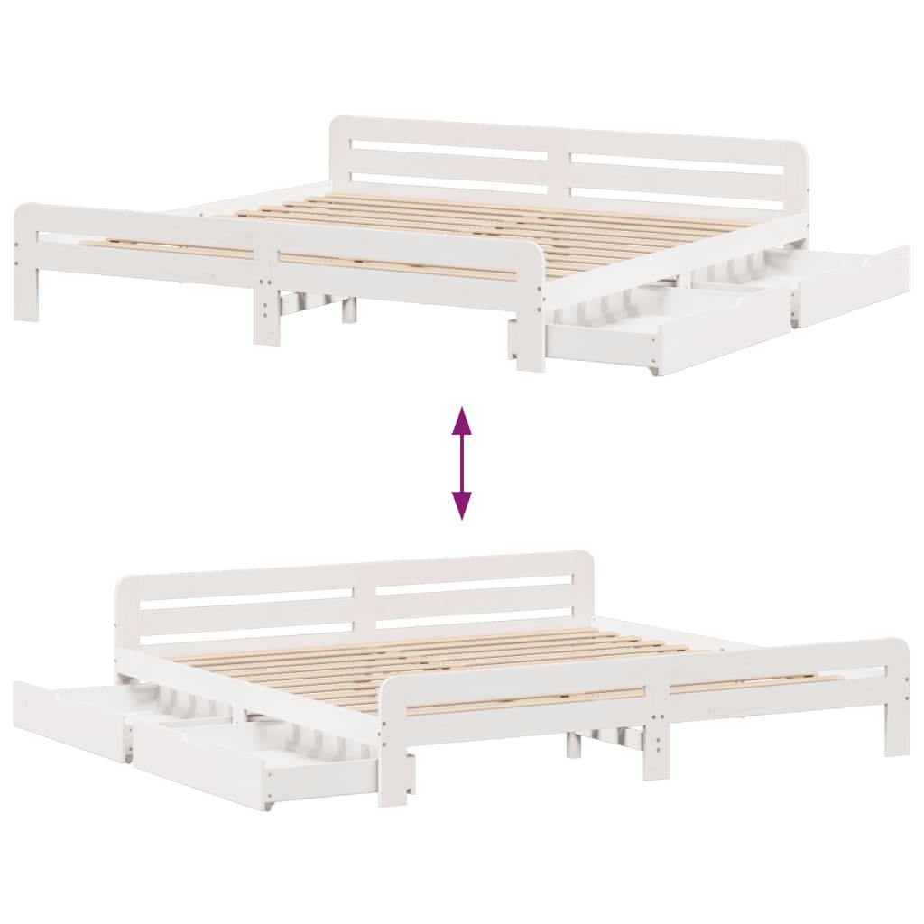 Bedframe zonder matras massief grenenhout wit 180x200 cm