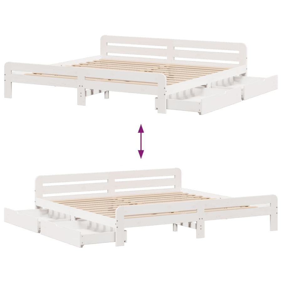 Bedframe zonder matras massief grenenhout wit 180x200 cm