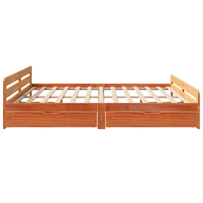 Bedframe zonder matras massief grenenhout wasbruin 180x200 cm