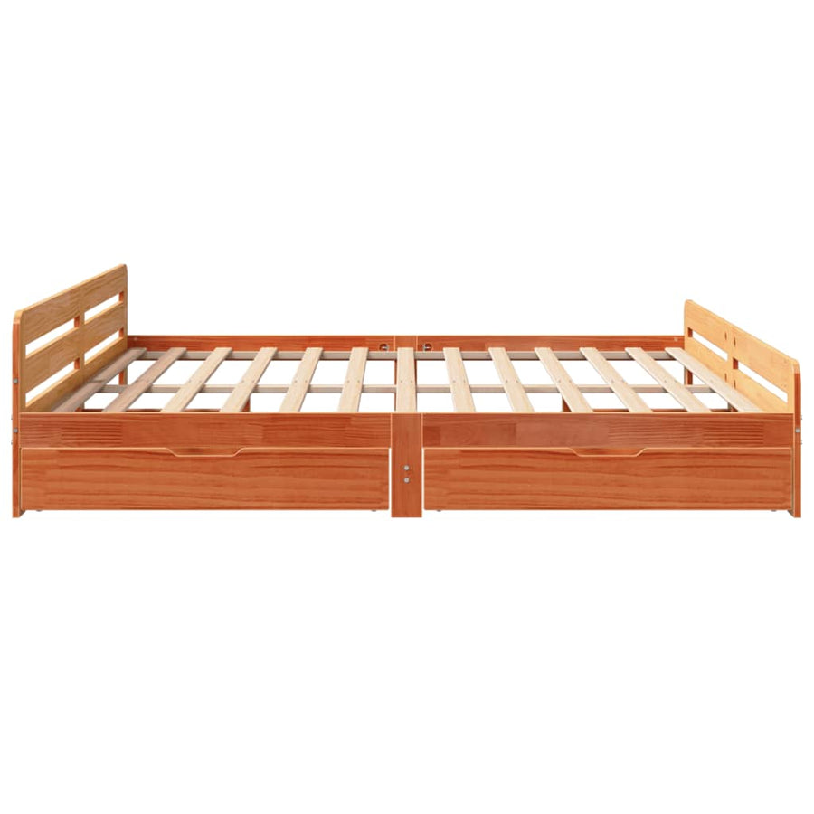 Bedframe zonder matras massief grenenhout wasbruin 180x200 cm