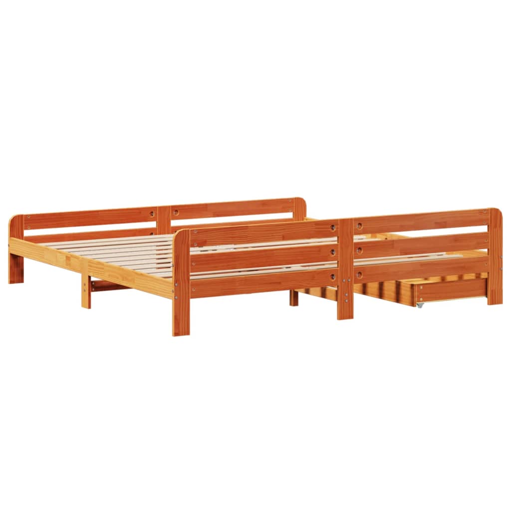 Bedframe zonder matras massief grenenhout wasbruin 180x200 cm