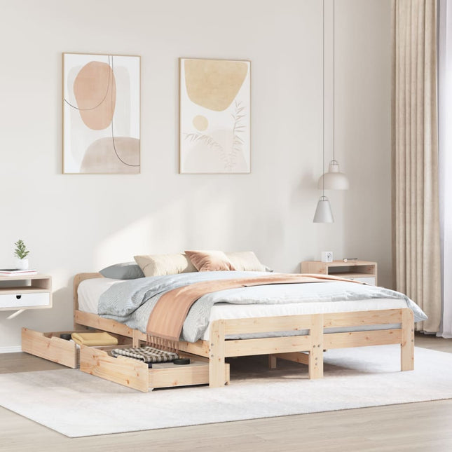 Bedframe zonder matras massief grenenhout 160x200 cm