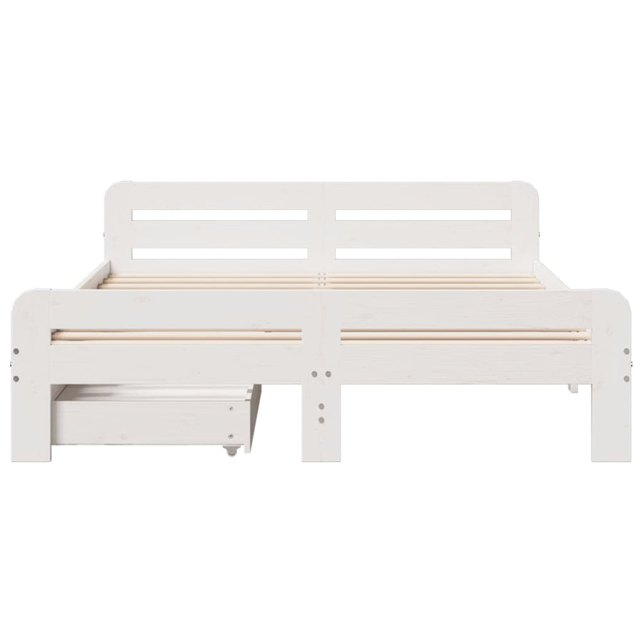 Bedframe zonder matras massief grenenhout wit 150x200 cm