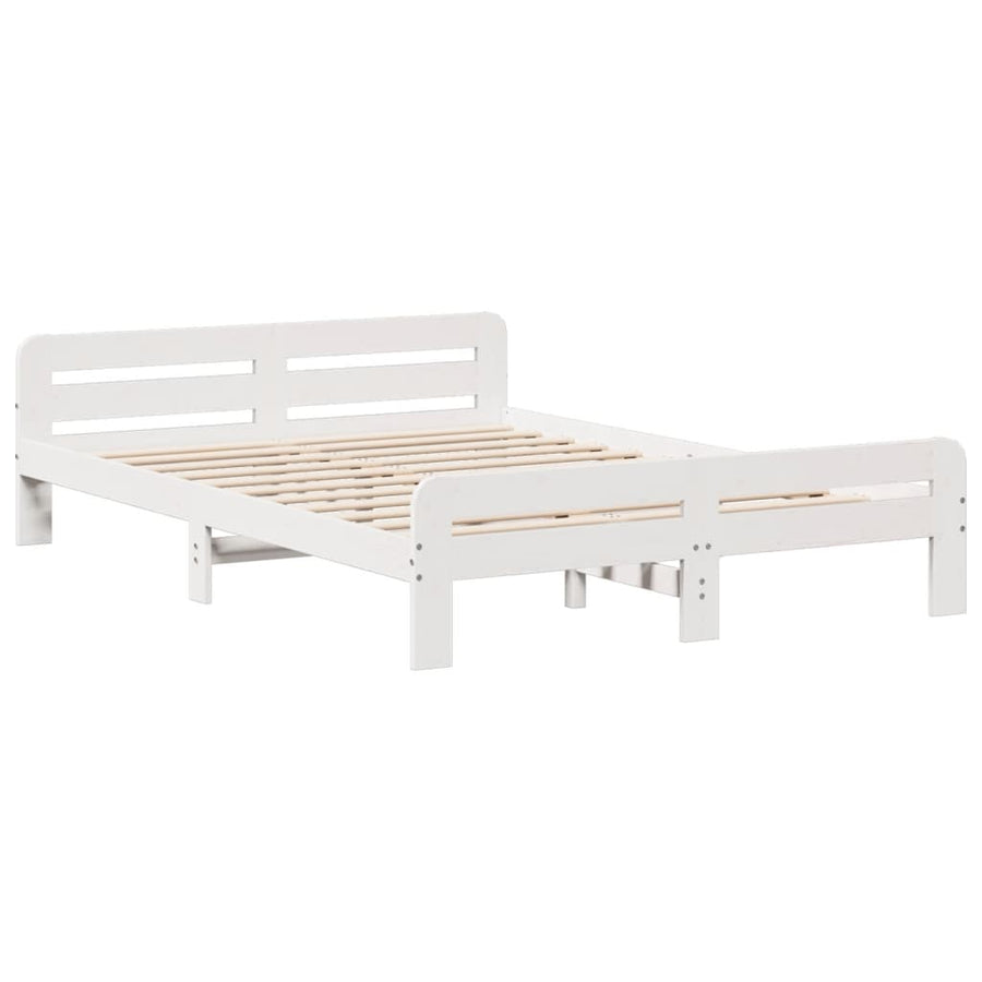 Bedframe zonder matras massief grenenhout wit 150x200 cm