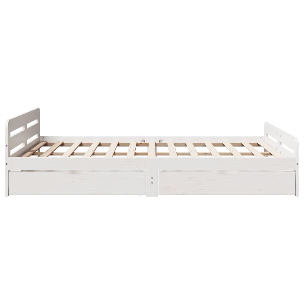 Bedframe zonder matras massief grenenhout wit 150x200 cm