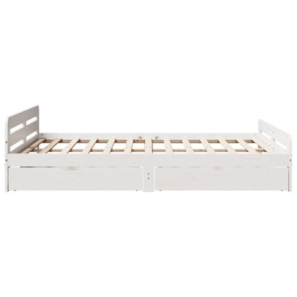 Bedframe zonder matras massief grenenhout wit 150x200 cm
