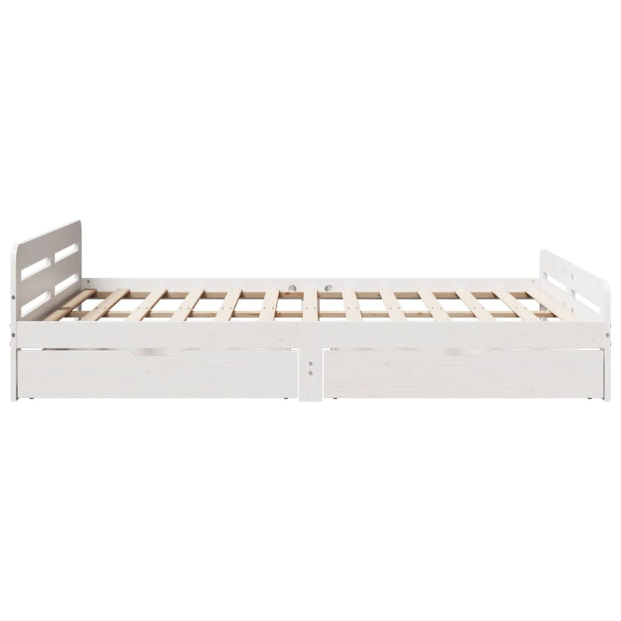 Bedframe zonder matras massief grenenhout wit 150x200 cm