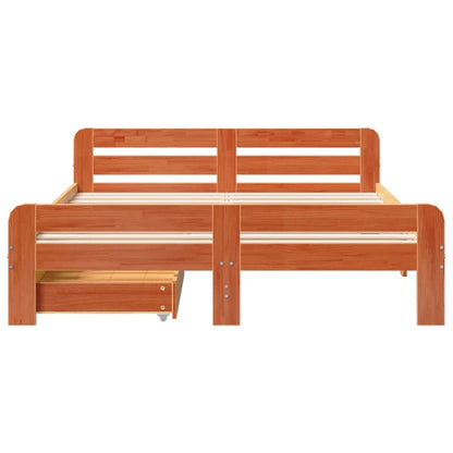 Bedframe zonder matras massief grenenhout wasbruin 150x200 cm