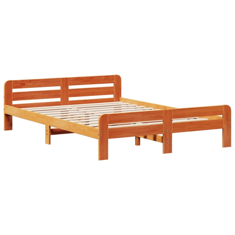 Bedframe zonder matras massief grenenhout wasbruin 150x200 cm
