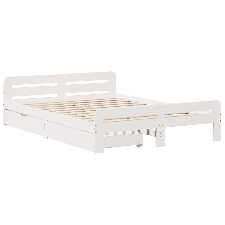 Bedframe zonder matras massief grenenhout wit 140x200 cm