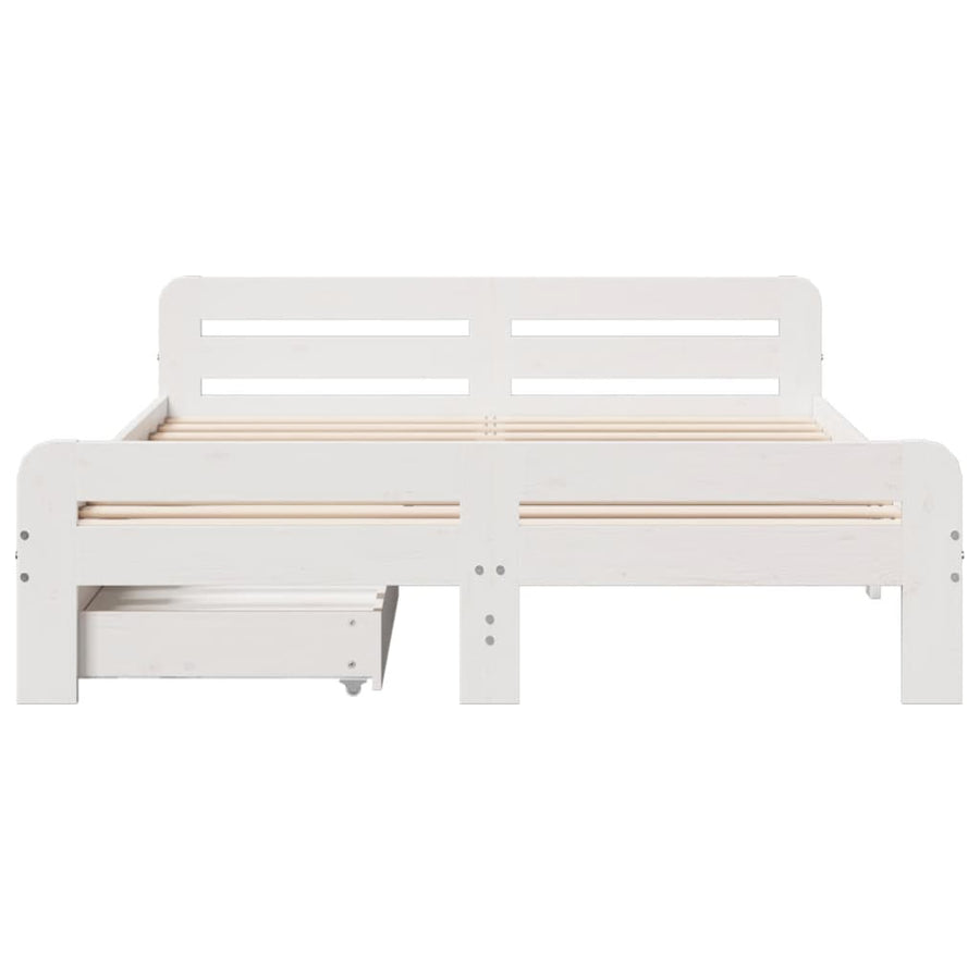 Bedframe zonder matras massief grenenhout wit 140x200 cm