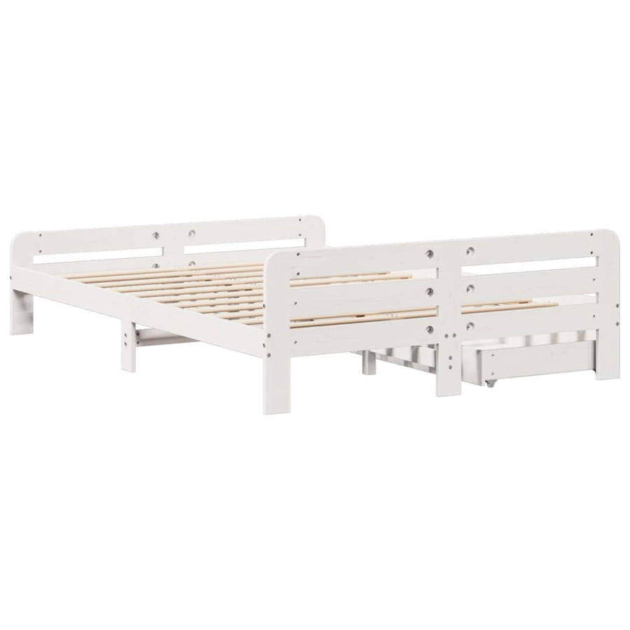 Bedframe zonder matras massief grenenhout wit 140x200 cm
