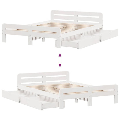 Bedframe zonder matras massief grenenhout wit 140x200 cm