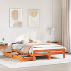 Solid pine wood bed frame without mattress, wax brown, 140x200 cm