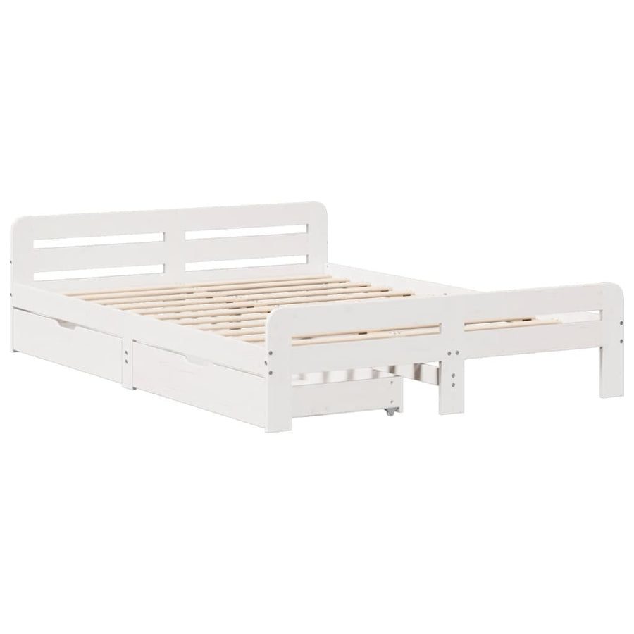 Bedframe zonder matras massief grenenhout wit 140x190 cm