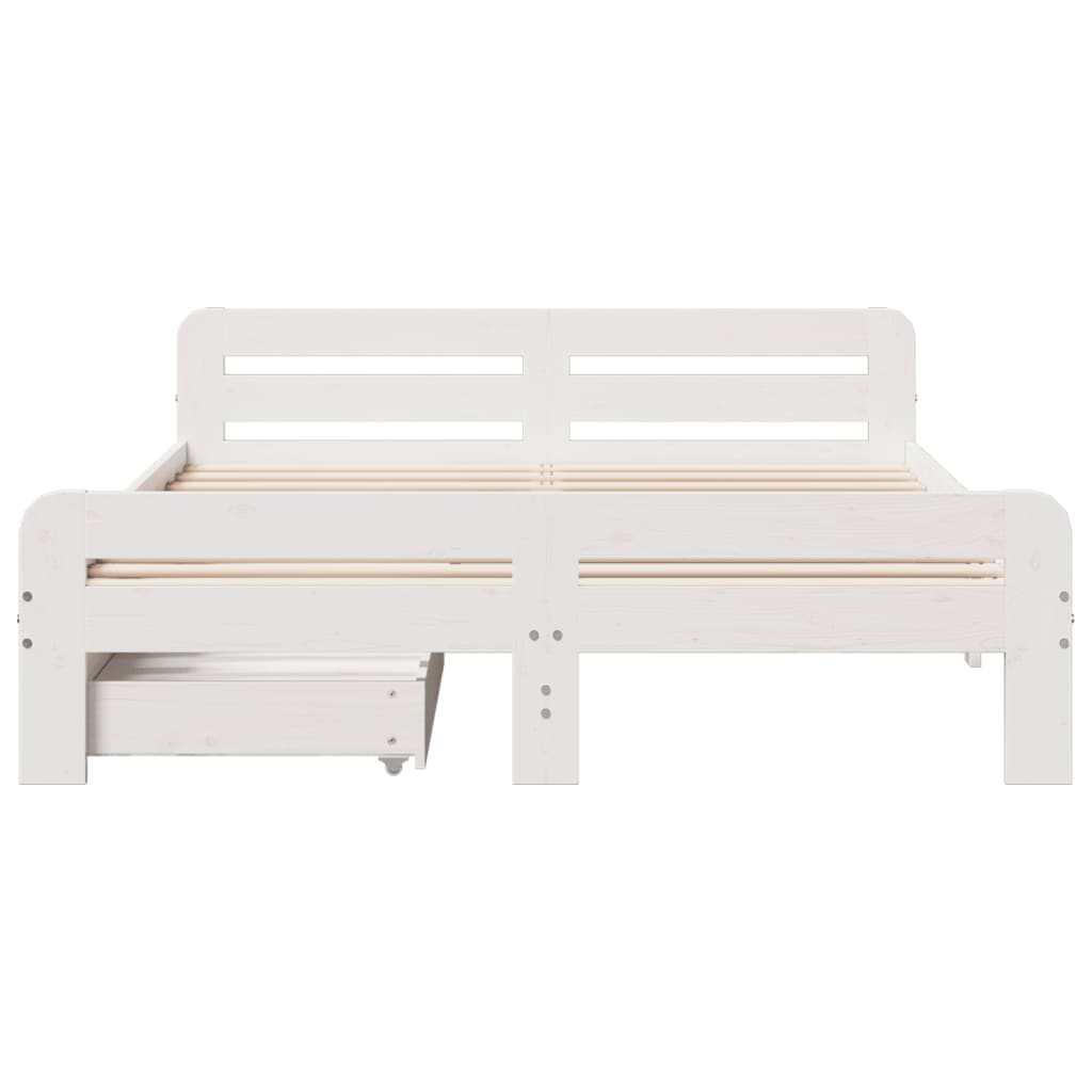 Bedframe zonder matras massief grenenhout wit 140x190 cm