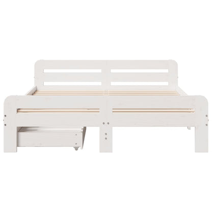 Bedframe zonder matras massief grenenhout wit 140x190 cm