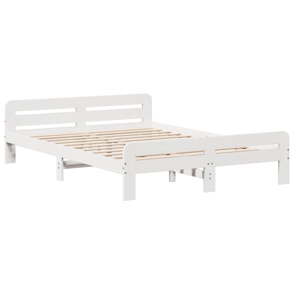 Bedframe zonder matras massief grenenhout wit 140x190 cm