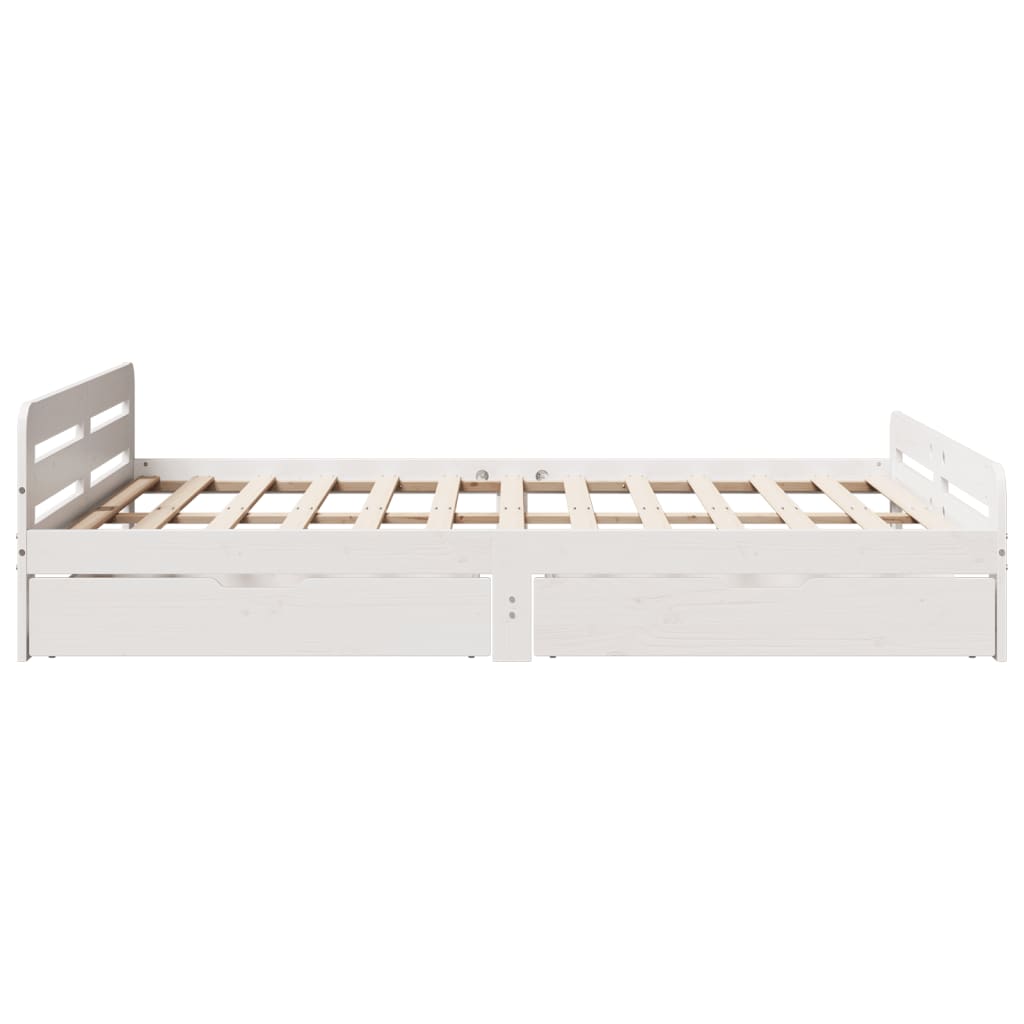 Bedframe zonder matras massief grenenhout wit 140x190 cm