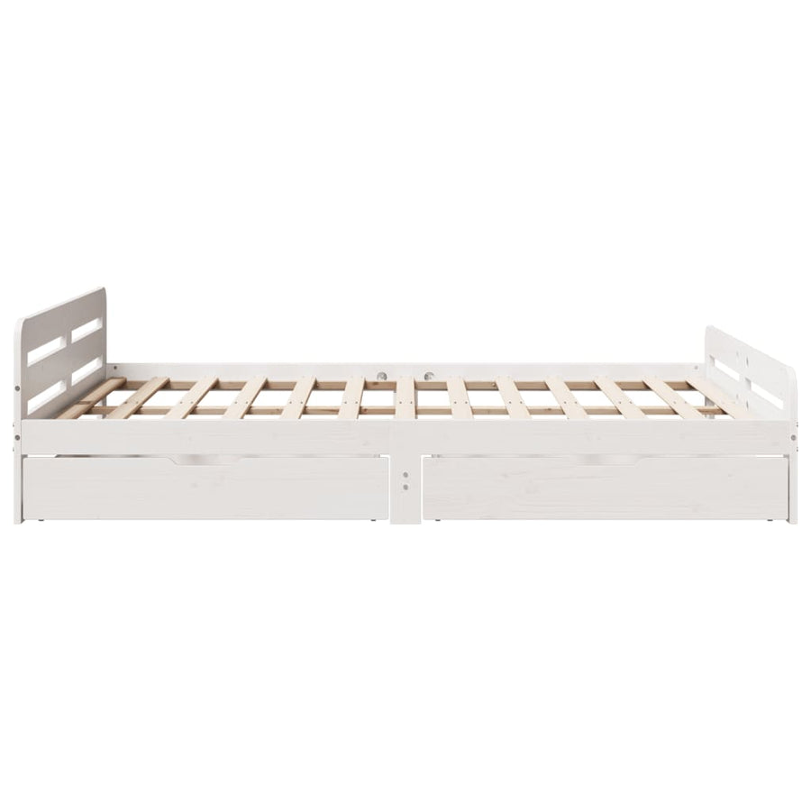 Bedframe zonder matras massief grenenhout wit 140x190 cm