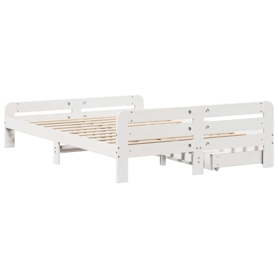 Bedframe zonder matras massief grenenhout wit 140x190 cm