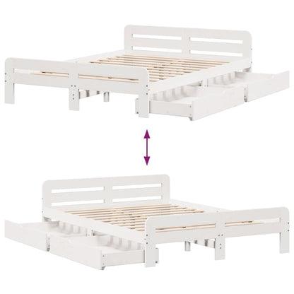 Bedframe zonder matras massief grenenhout wit 140x190 cm