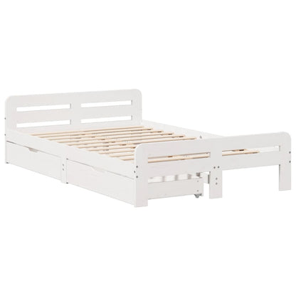 Bedframe zonder matras massief grenenhout wit 135x190 cm